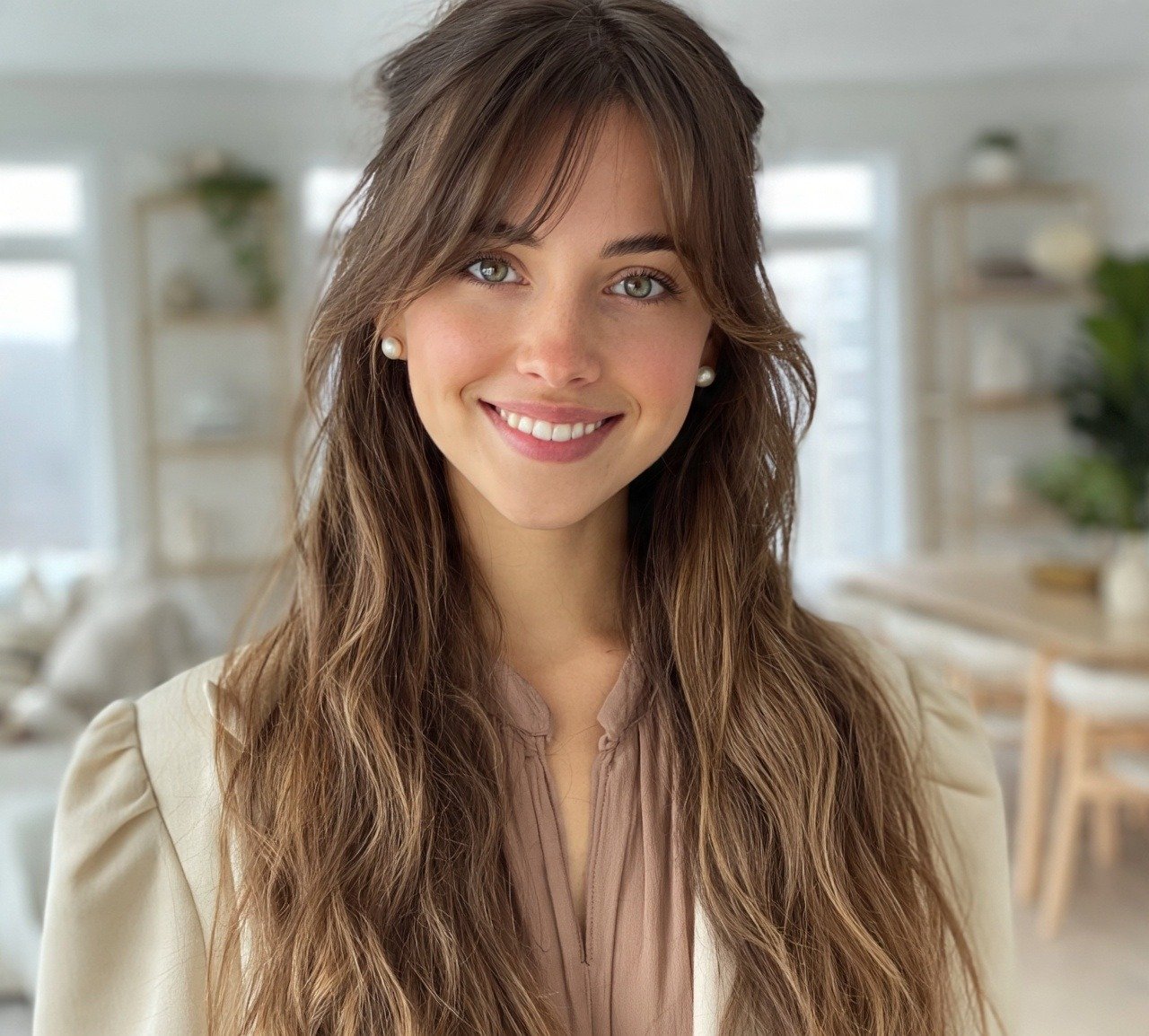 16 Trending Long Wavy Hairstyles You'll Want to Try 10 9. Textured Waves with Curtain Bangs Long Hairstyles