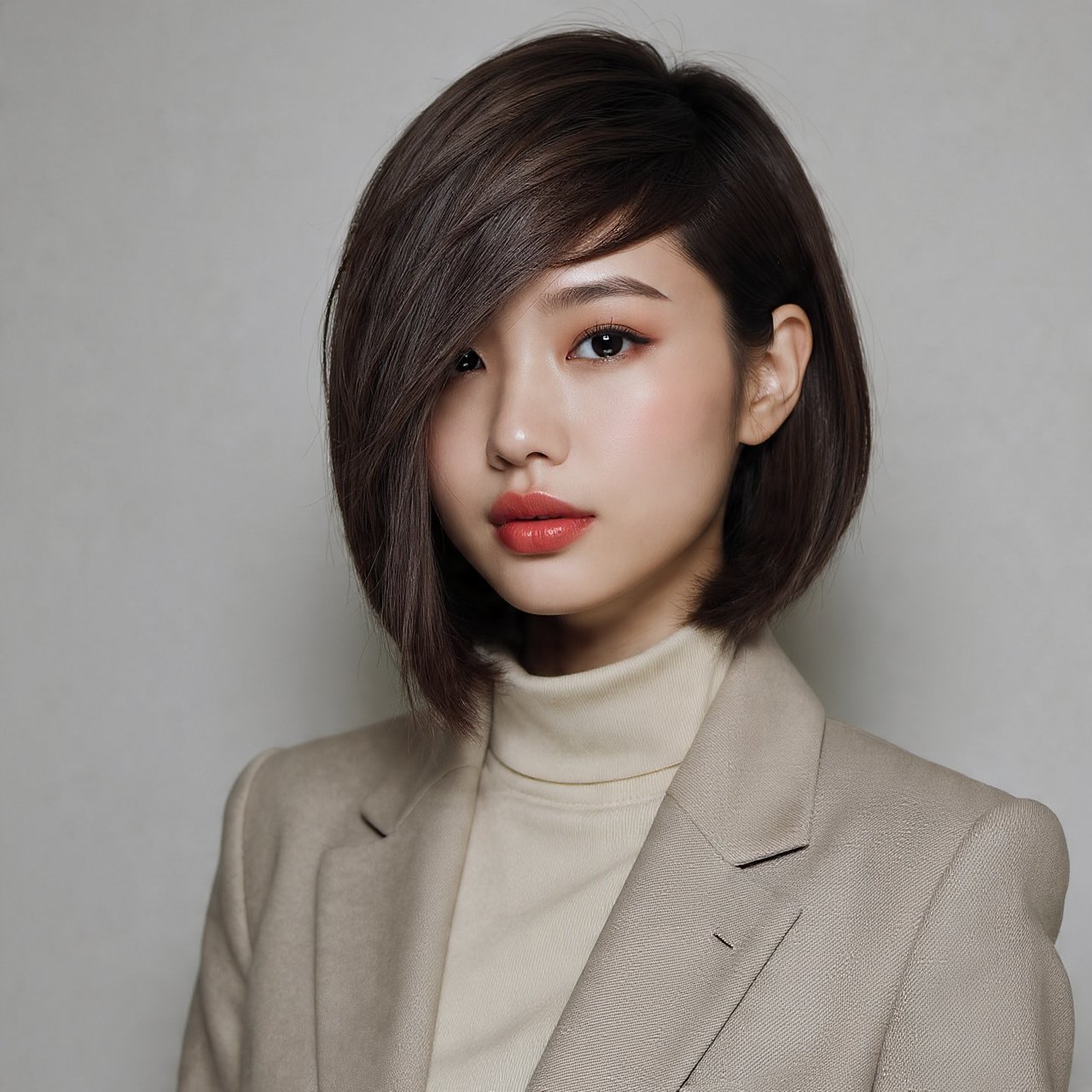 Asymmetrical Bob with Side Swept Bangs 1