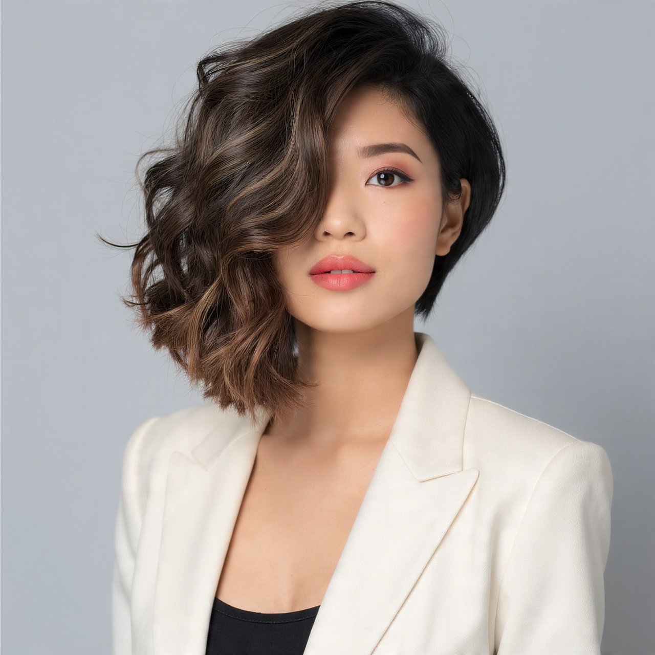 Asymmetrical Wavy Bob
