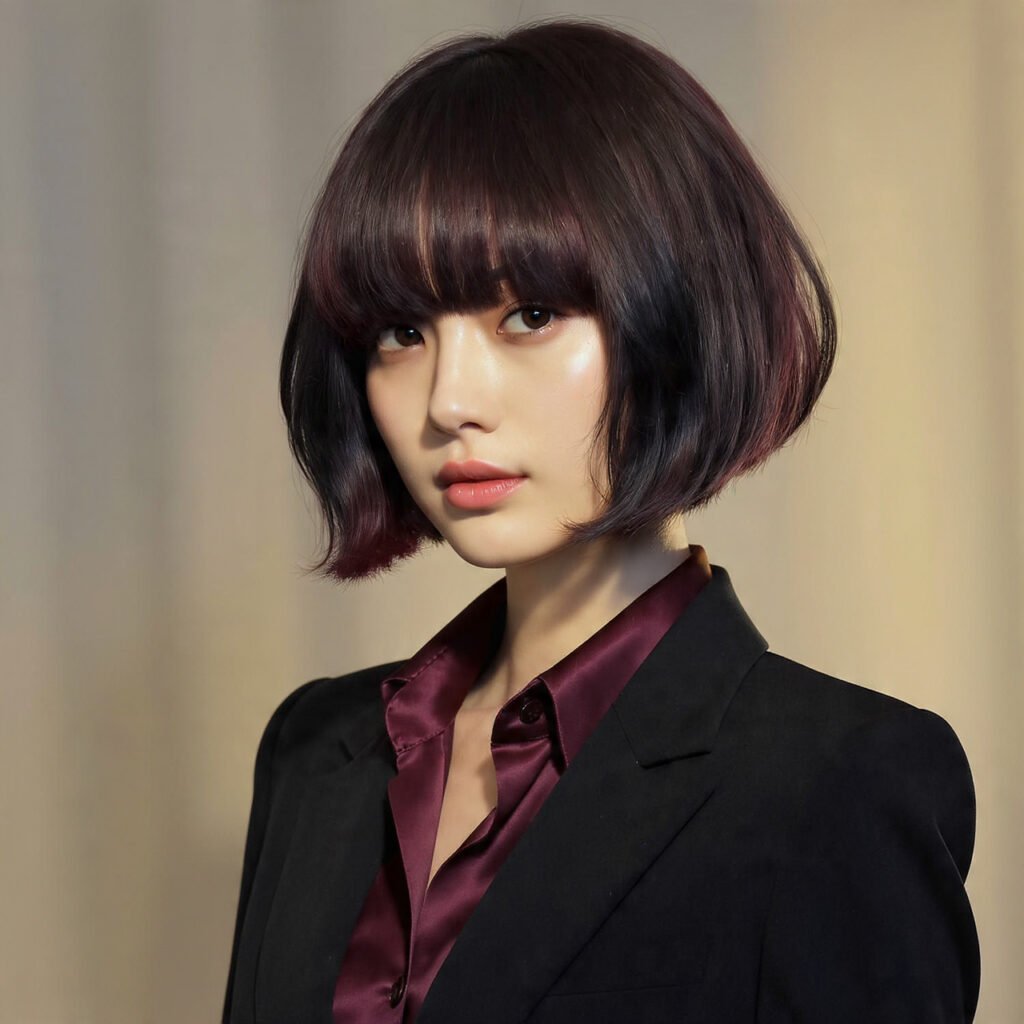 18 Trending Black Bob Hairstyles for Bold, Beautiful Style 16 Black Bob with Burgundy Undertones