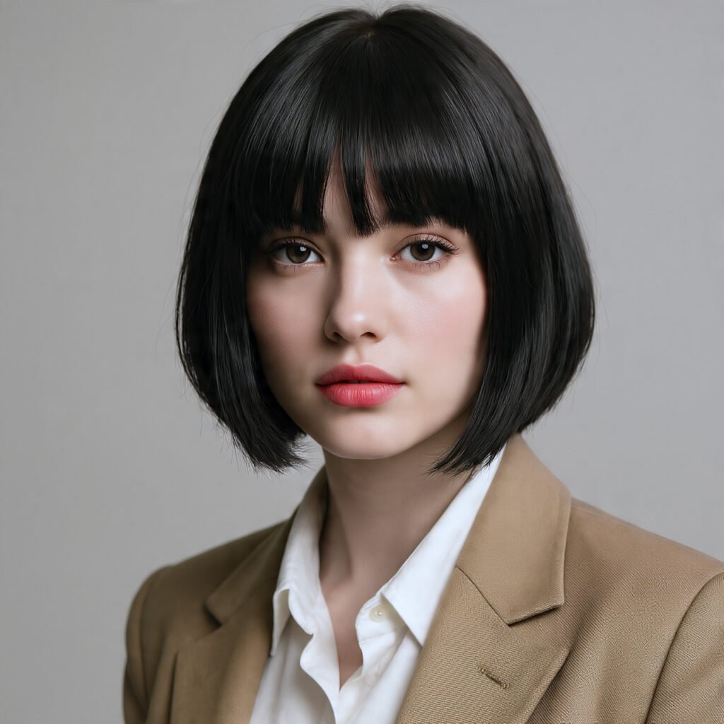 18 Trending Black Bob Hairstyles for Bold, Beautiful Style 6 Black Bob with Curtain Bangs