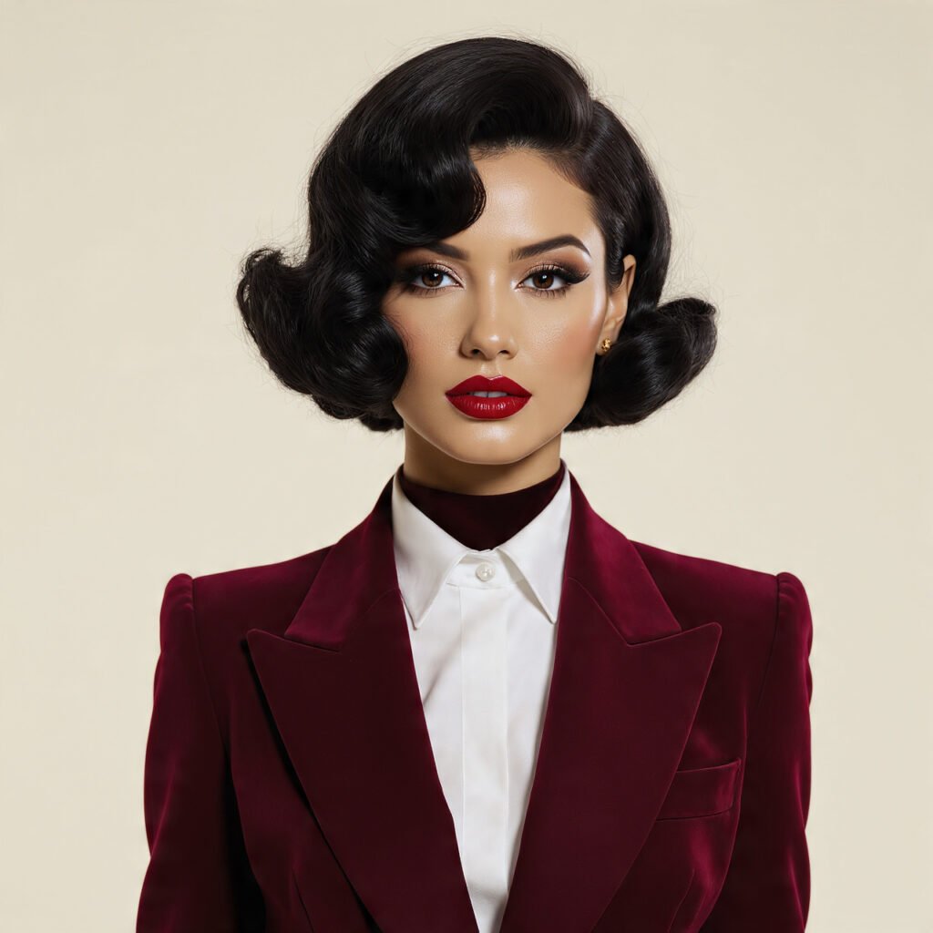 18 Trending Black Bob Hairstyles for Bold, Beautiful Style 17 Black Bob with Pin Up Curls
