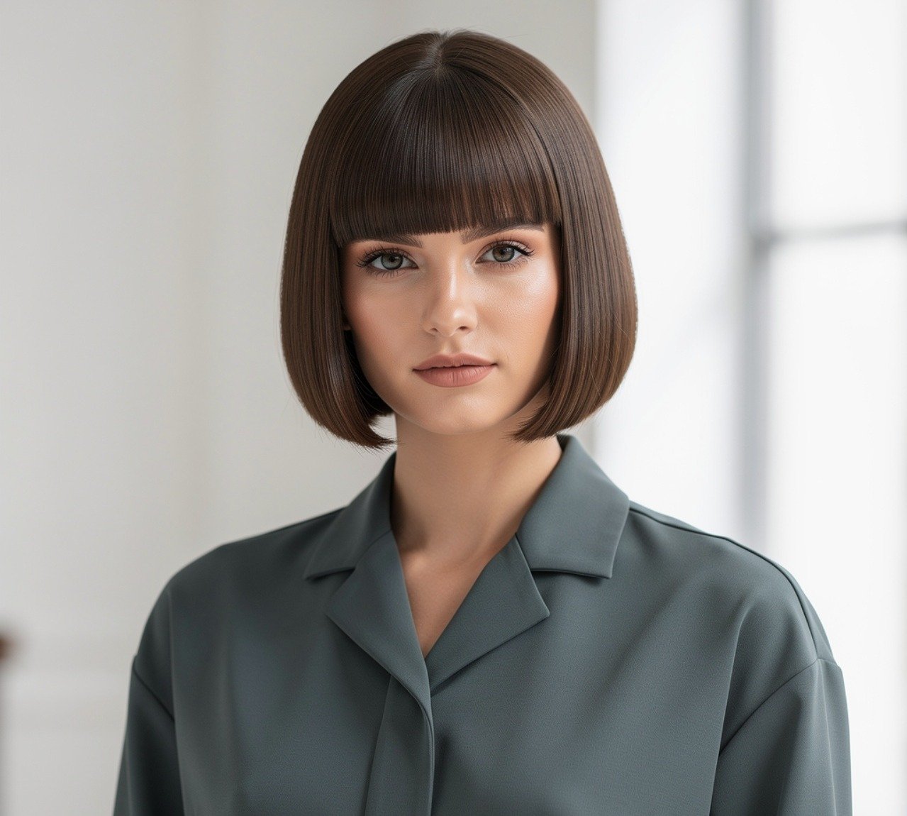 15 Trending Straight Short Hairstyles to Try This Year 2 Blunt Chin Length Bob Straight Short Hairstyle