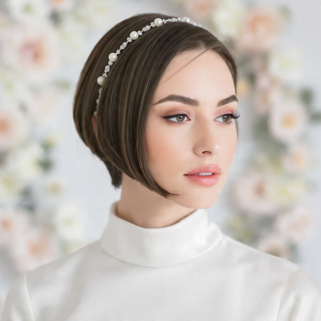 Bob with Bridal Headband Hairstyle
