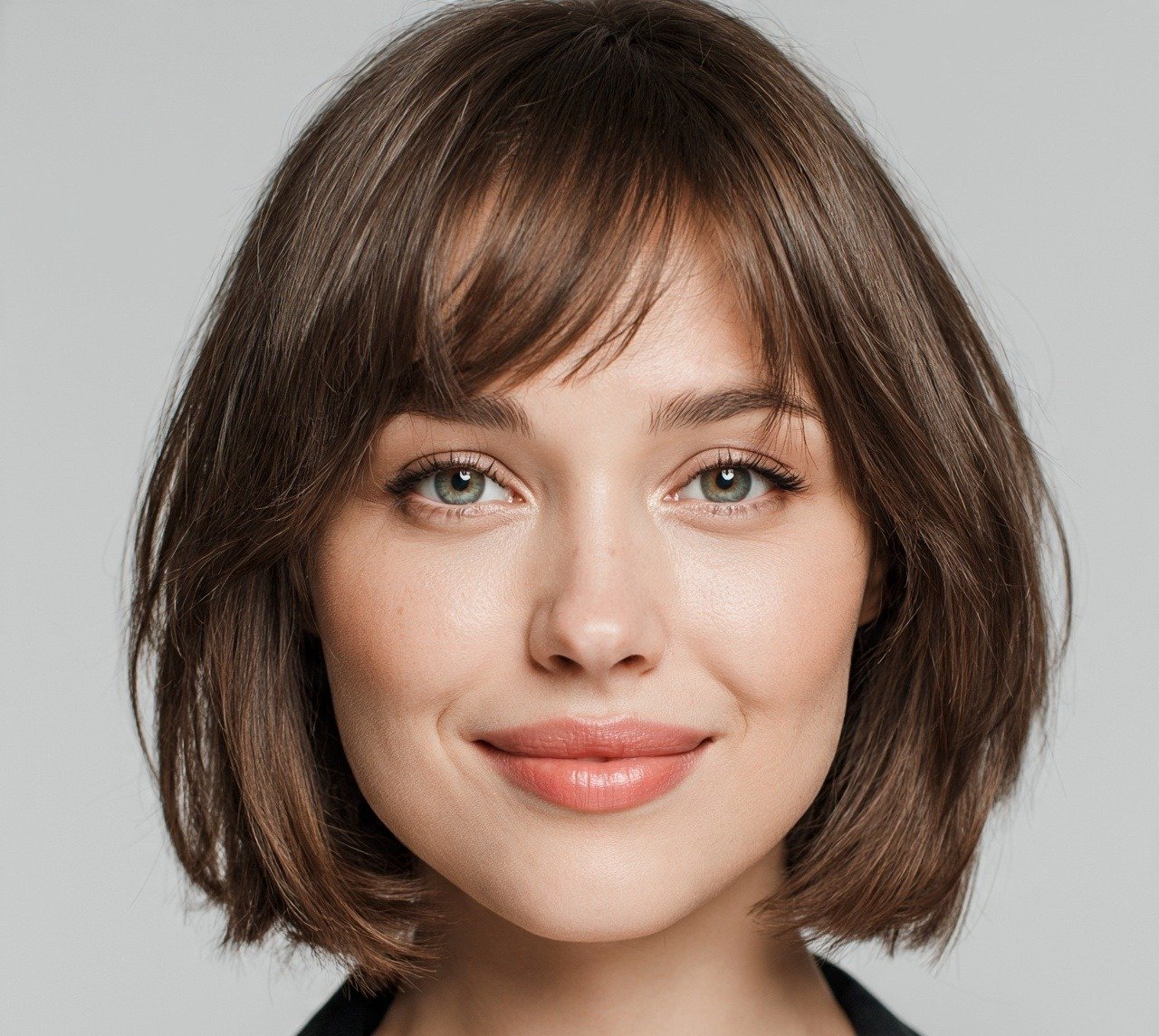 16 Trending and Flattering Bob Hairstyles for Round Faces 5 Bob with Curtain Bangs 2