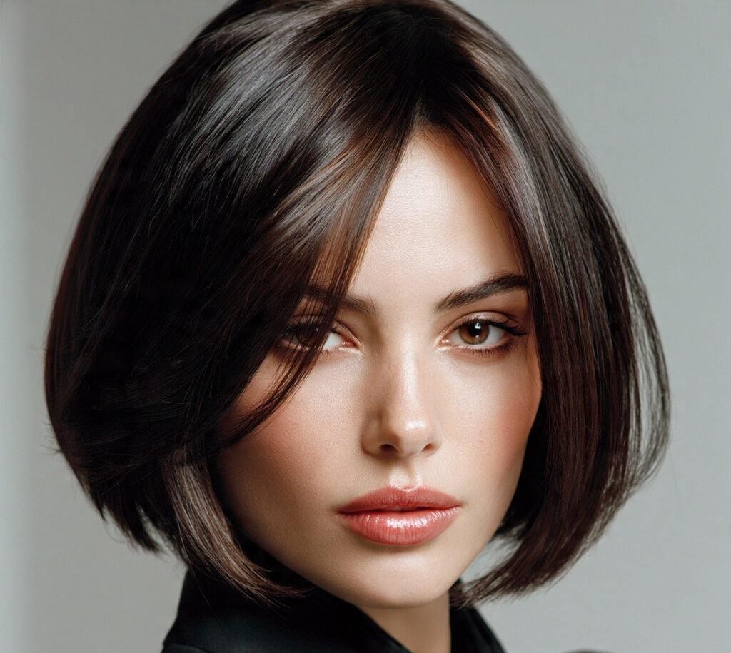 16 Trending and Flattering Bob Hairstyles for Round Faces 11 Bob with Deep Side Part