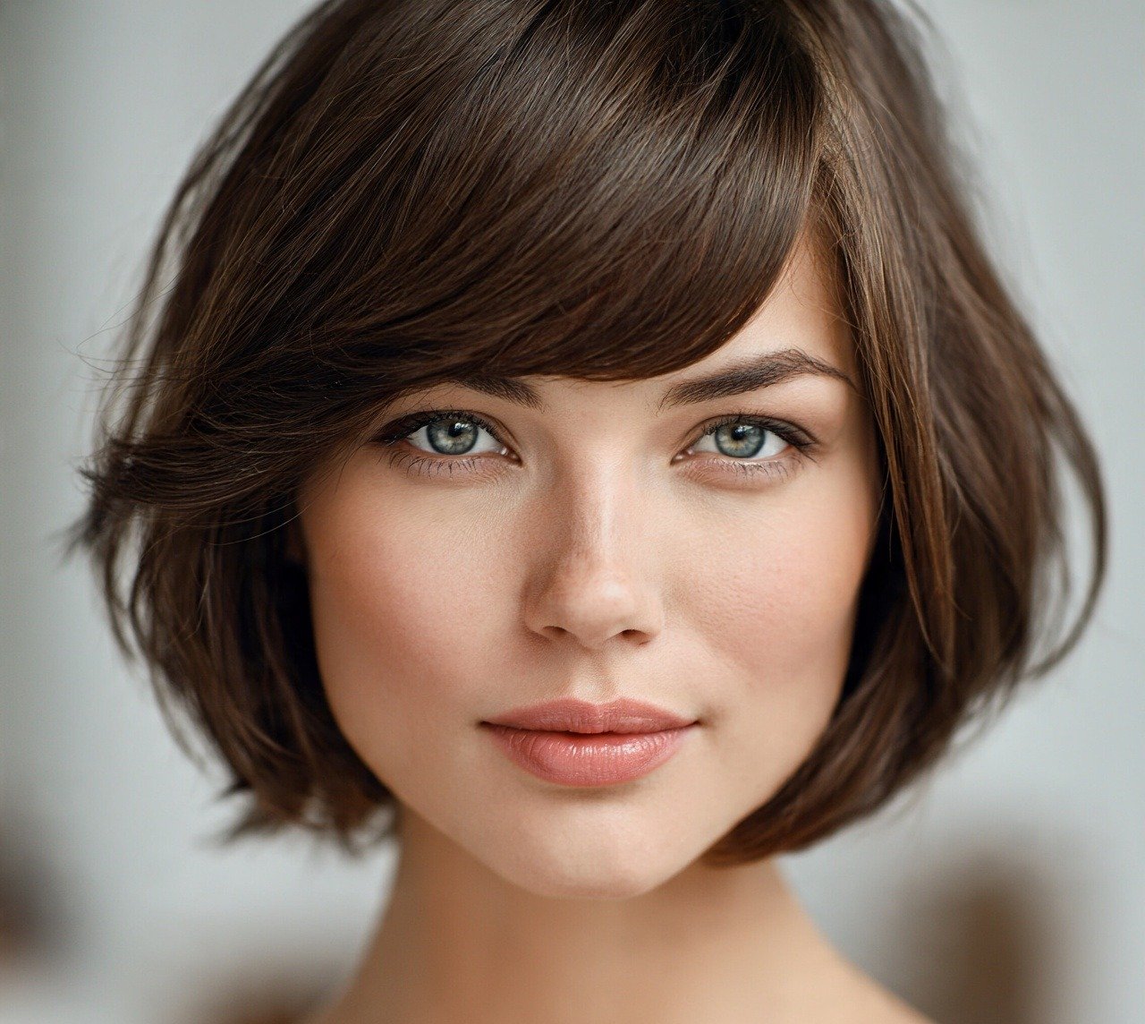16 Trending and Flattering Bob Hairstyles for Round Faces 6 Bob with Side Swept Bangs 2