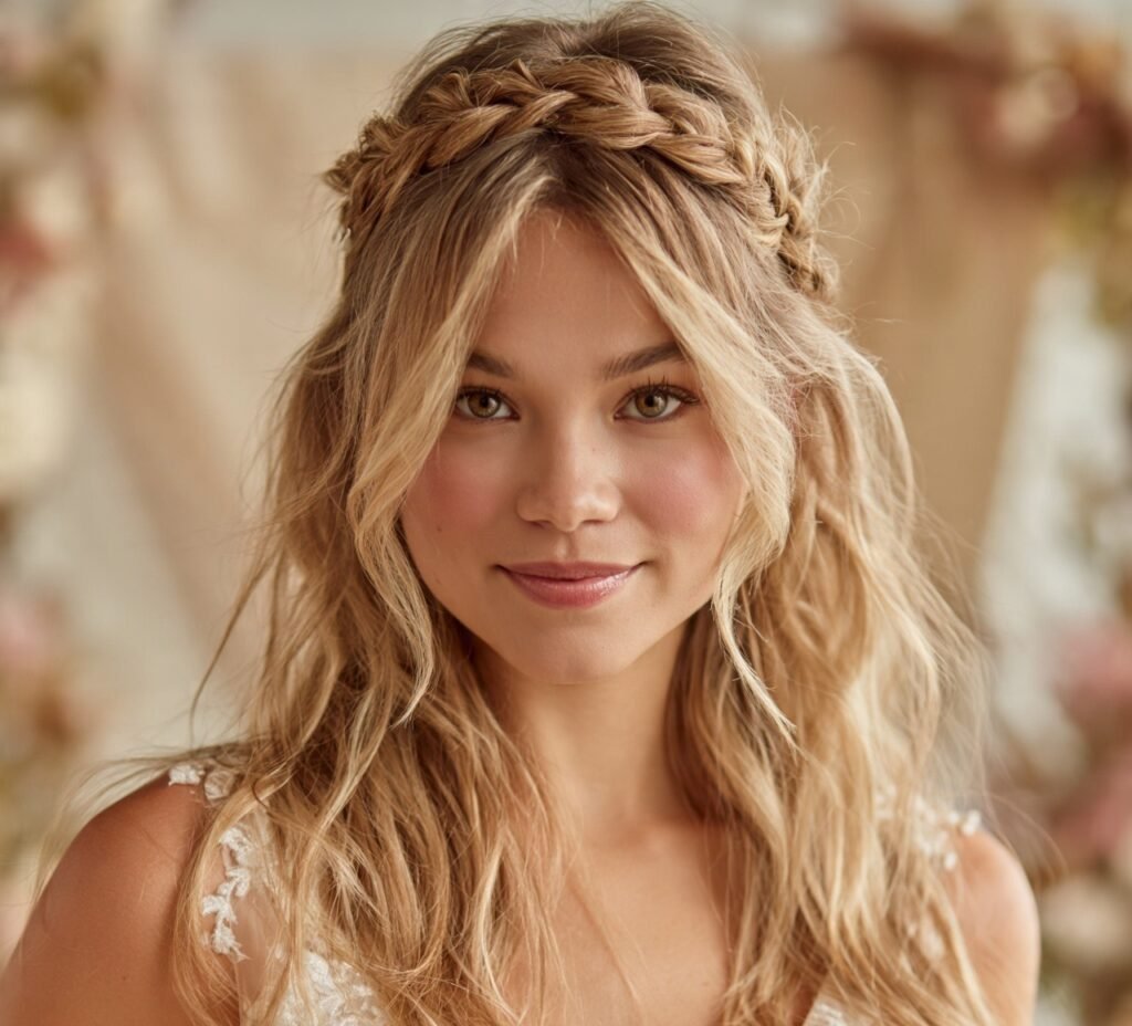 Bohemian Crown Braid with Down Hair for medium hair Copy cropped
