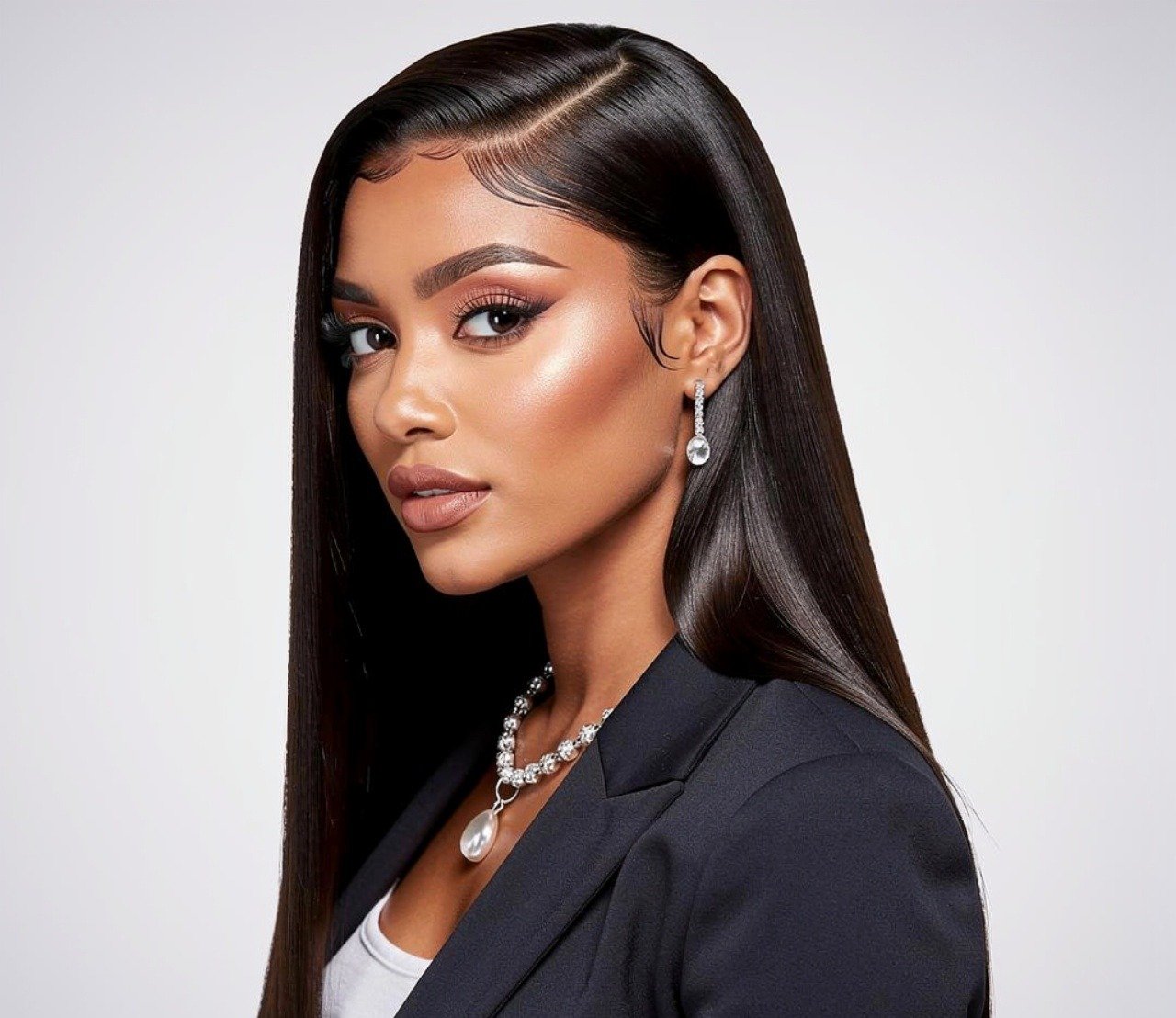 Bone straight quick weave hairstyles side part for sleek looks