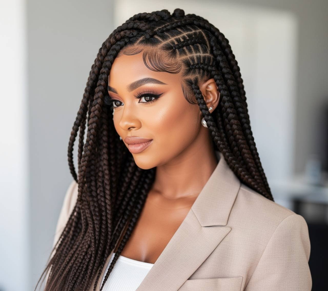 Box Braid Quick Weave Hairstyles Braids for Round Face