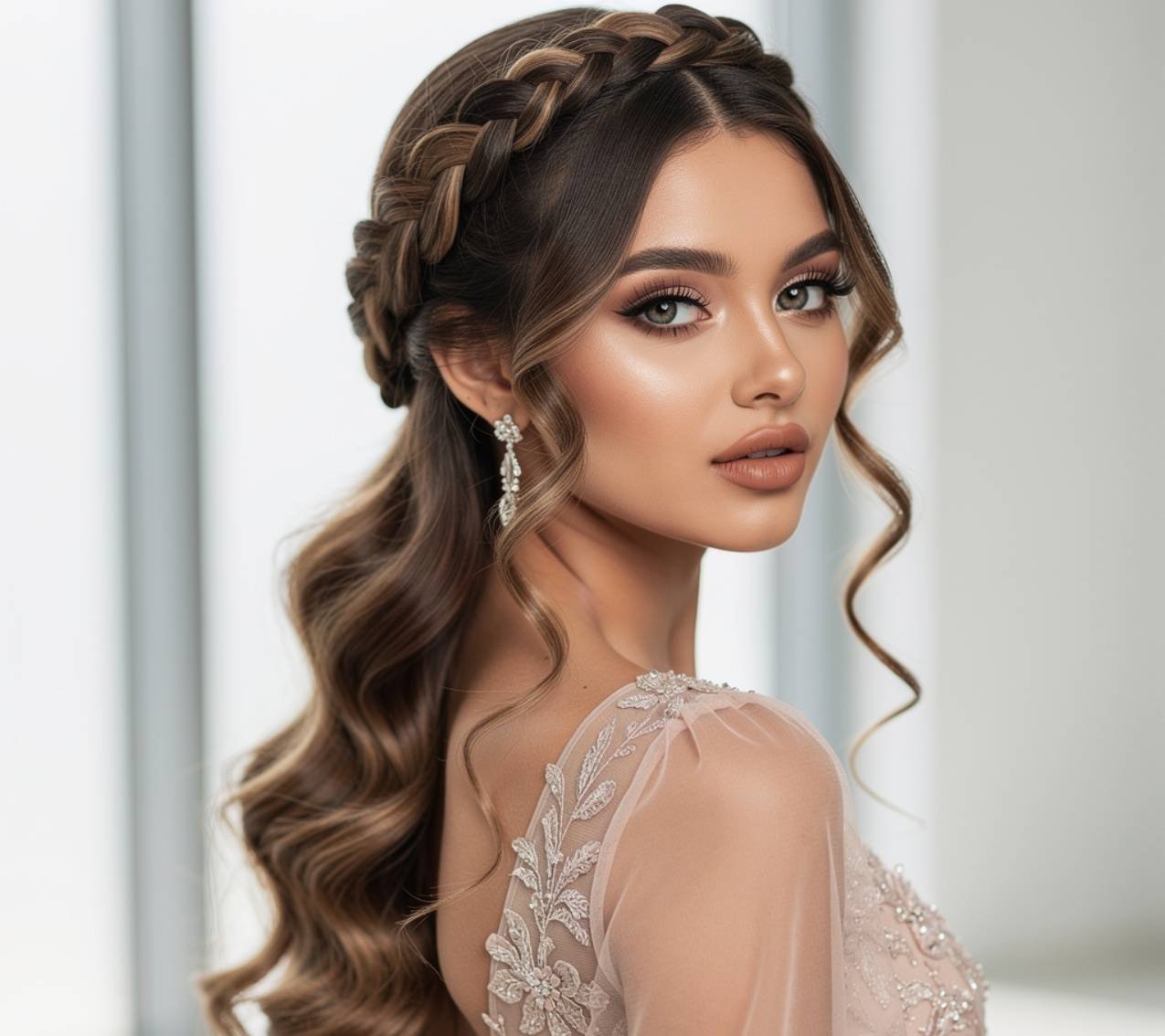 Braided Crown Cute Quick Weave Hairstyles for Romantic Style