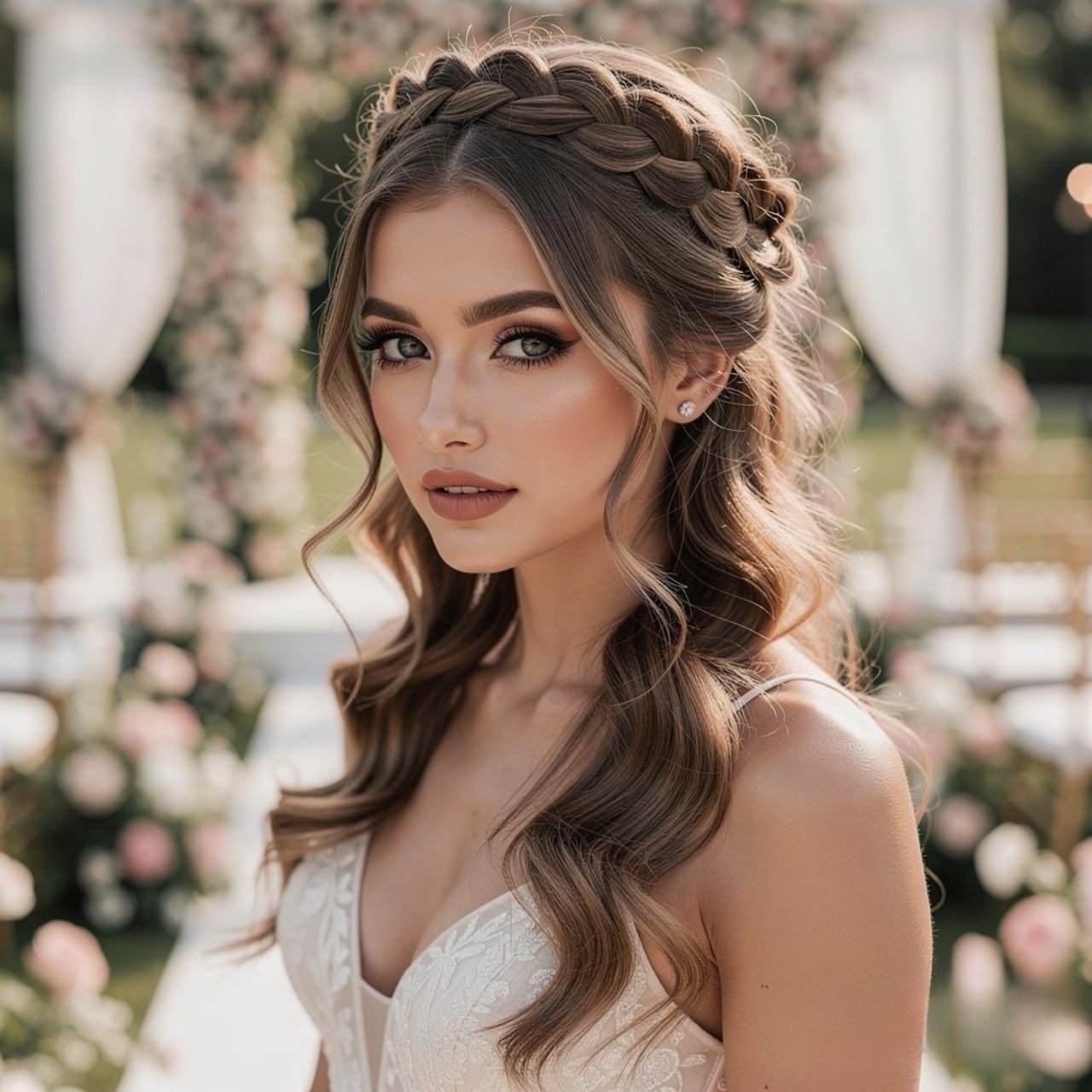 15 Trending Easy Wedding Guest Hairstyles for Elegant Looks 7 Braided Crown Wedding Guest Hairstyle