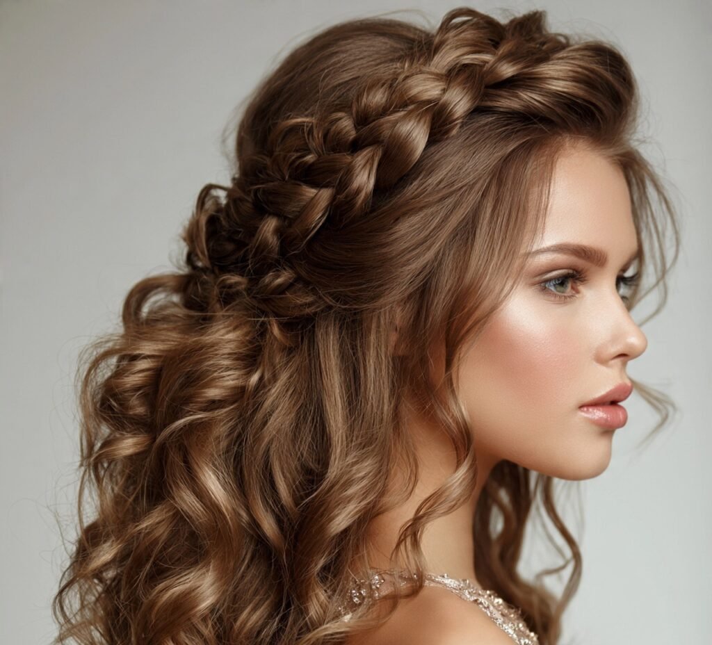 15 Trending Formal Hairstyles for Long Hair You'll Want to Try 10 Braided Crown with Curls
