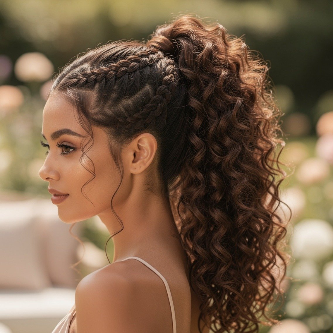 Braided Curly Ponytail