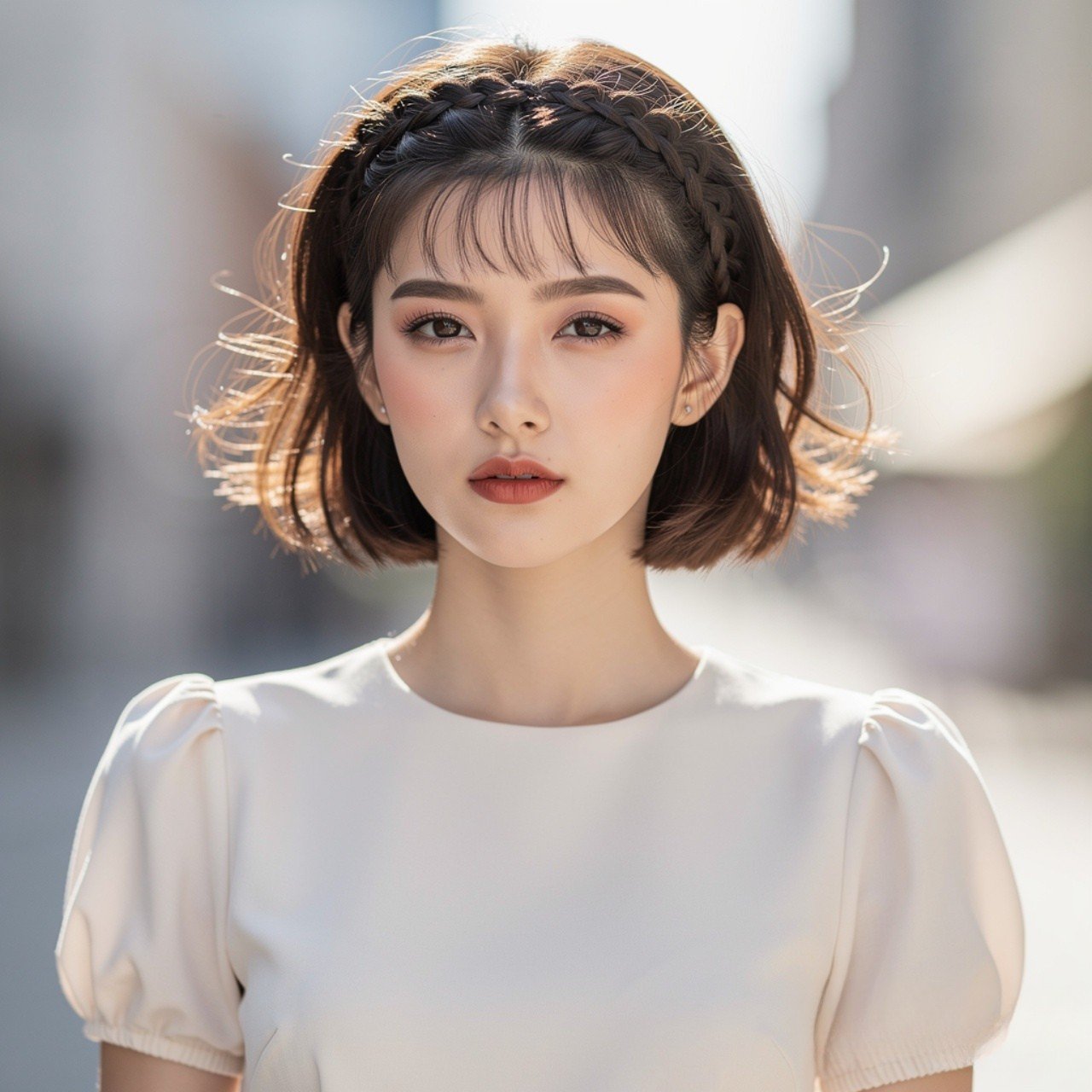 14 Trendy Summer Hairstyles for Short Hair that You’ll Love 9 Braided Front Detail Summer Hairstyle for Short Hair