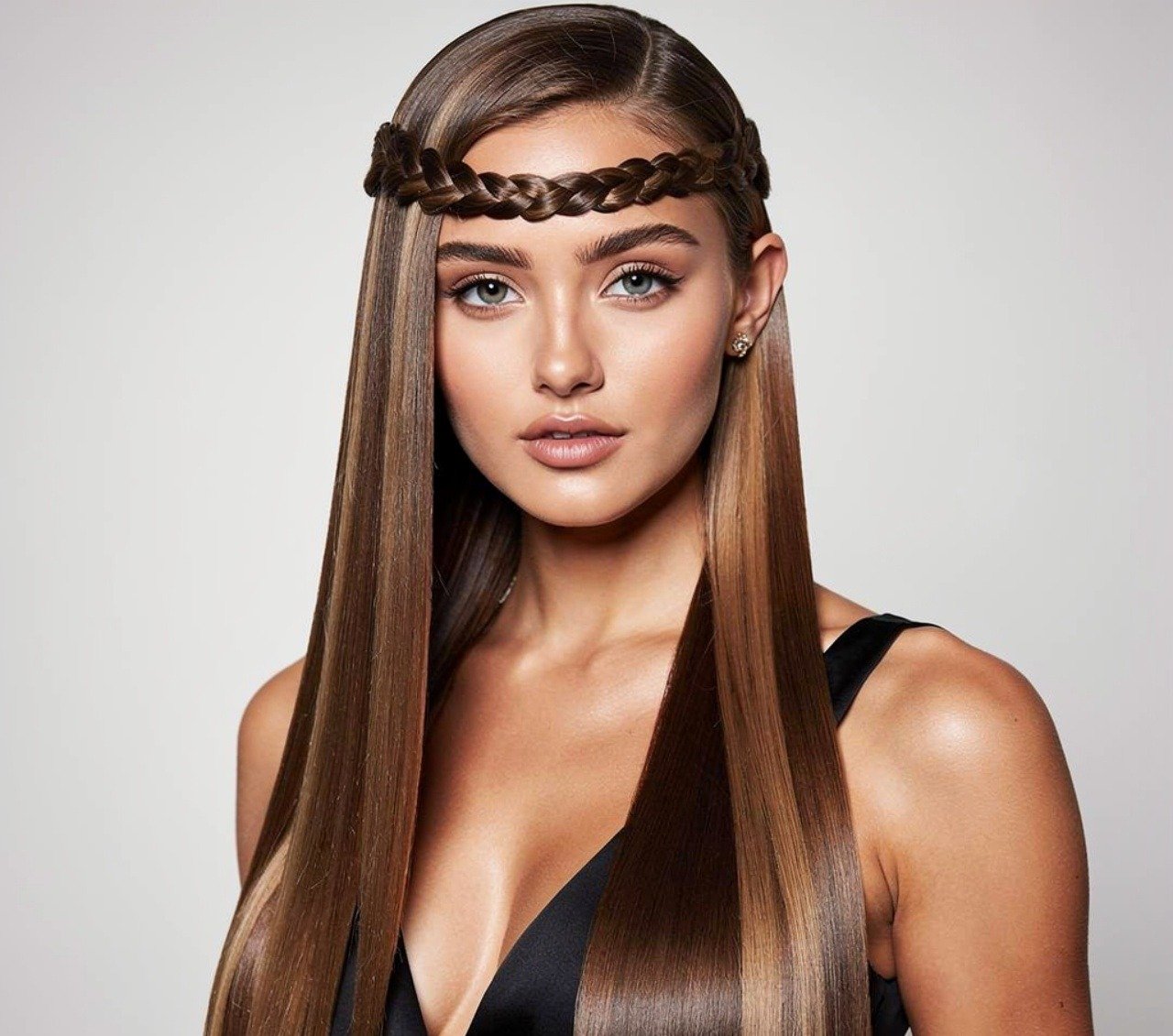 Braided Headband on Straight Hair