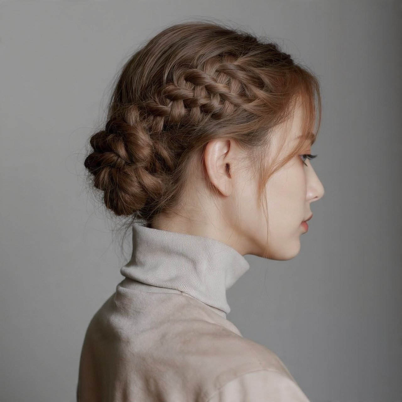 Braided Low Bun on a Longer Bob