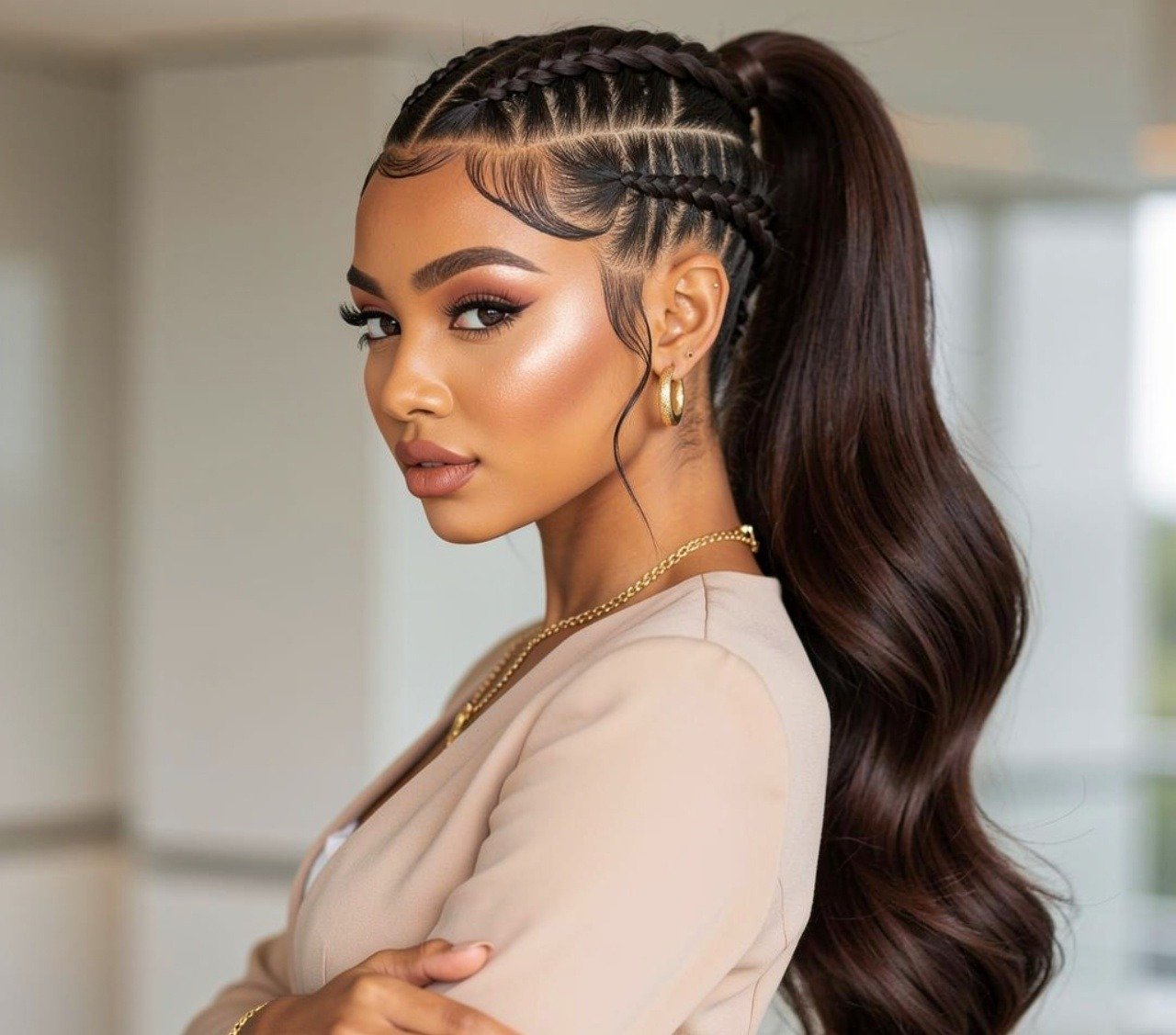 Braided Quick Weave Ponytail Hairstyles for Protective Style