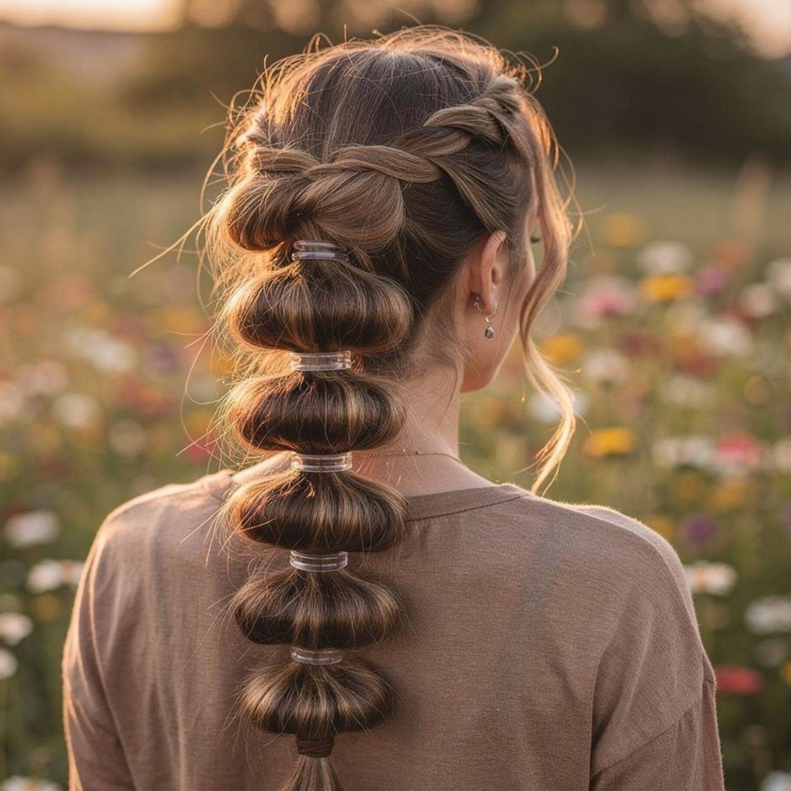 Braided Hairstyles Ponytail for a Stylish and Effortless Look 8 Bubble Braided Ponytail