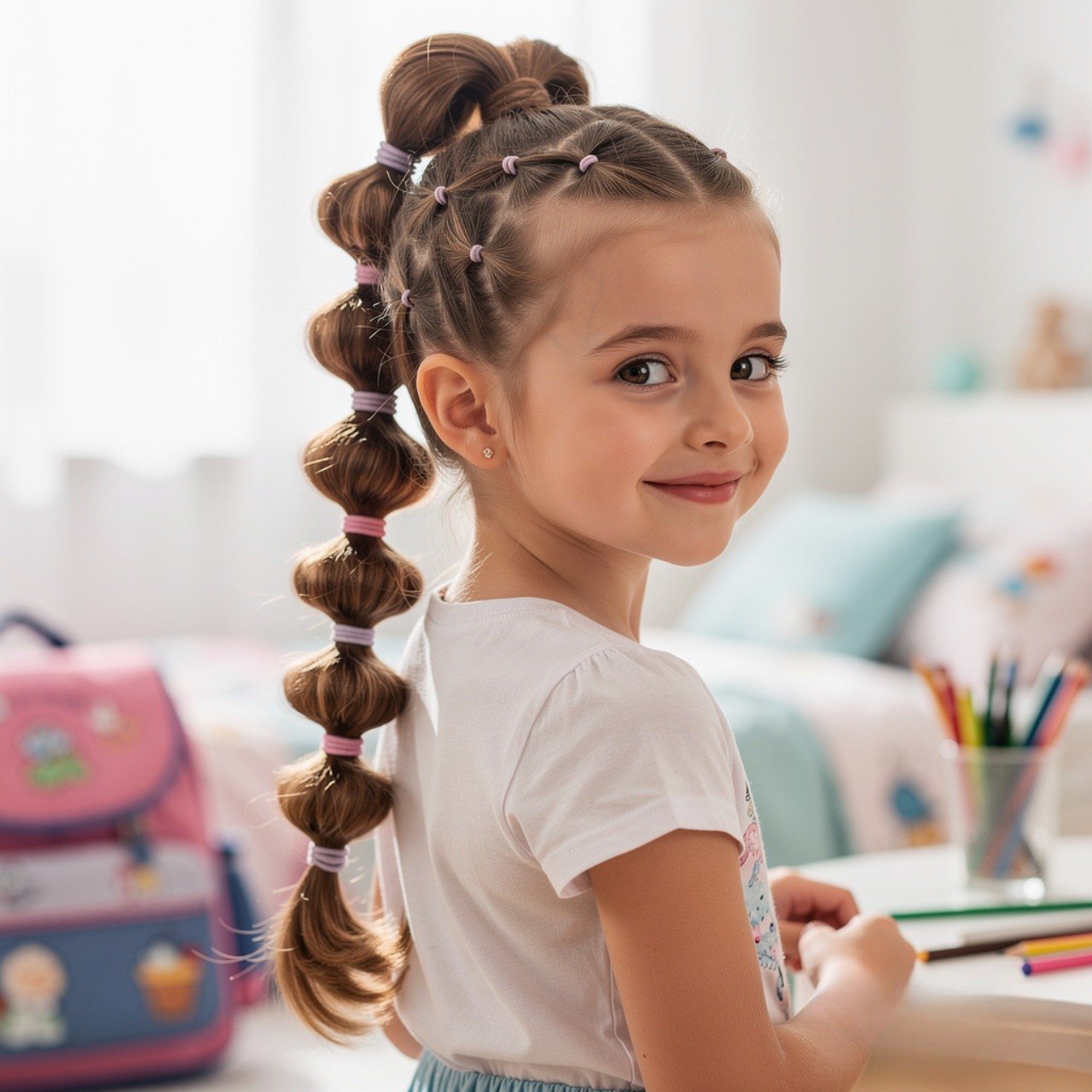 Bubble Ponytail Cute Easy Hairstyle