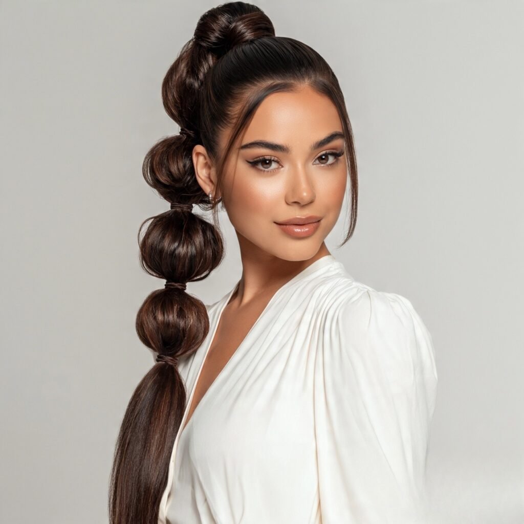 14 Trending Easy Hairstyles for Long Hair You’ll Love 10 Bubble Ponytail For Long Hair