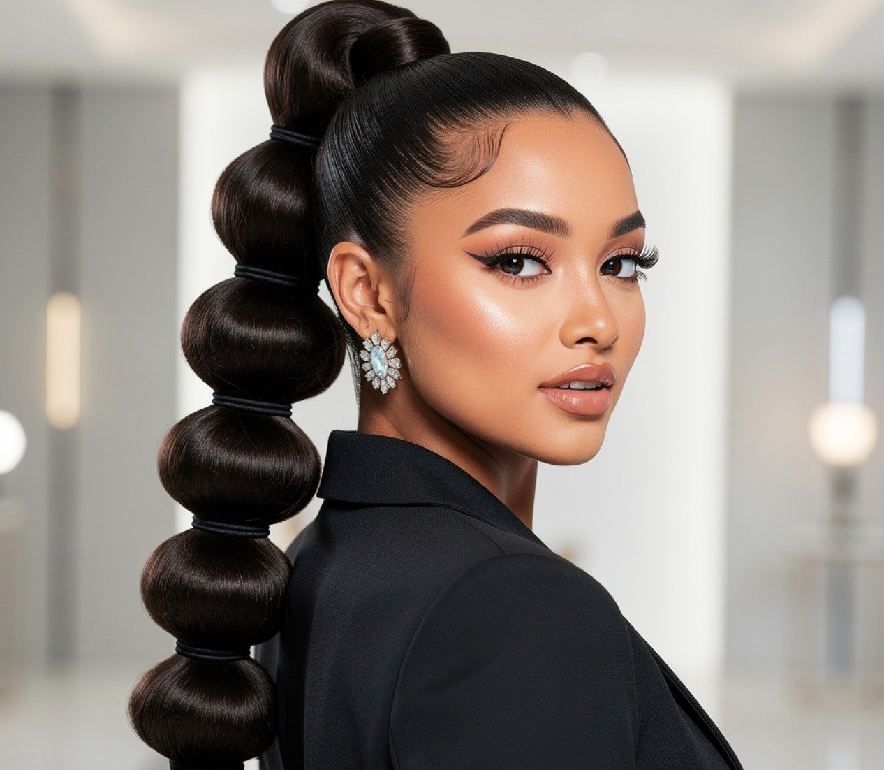 Bubble Quick Weave Ponytail Hairstyles for Oval Face