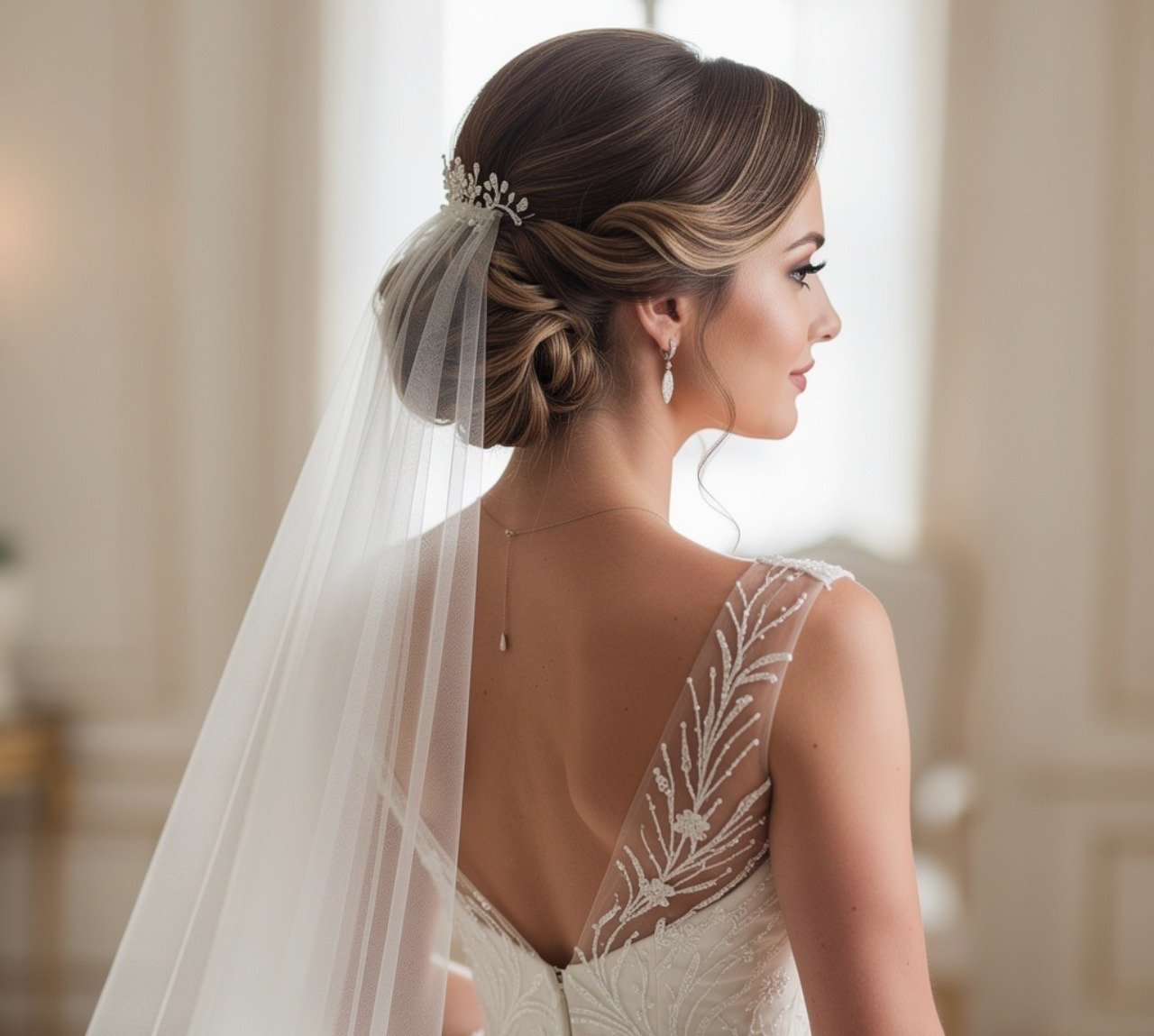 Cathedral Veil Wedding Hairstyles with Veil Styling