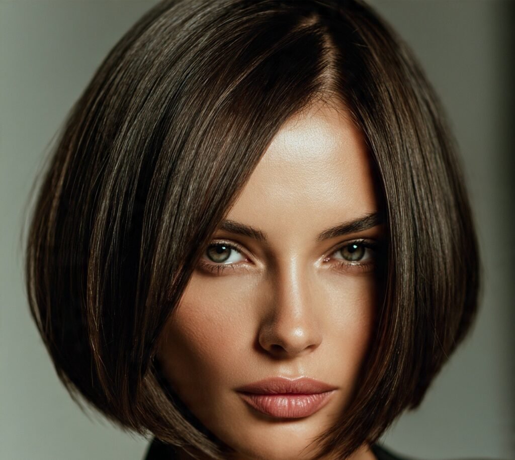 16 Trending and Flattering Bob Hairstyles for Round Faces 15 Chin Length Angled Bob