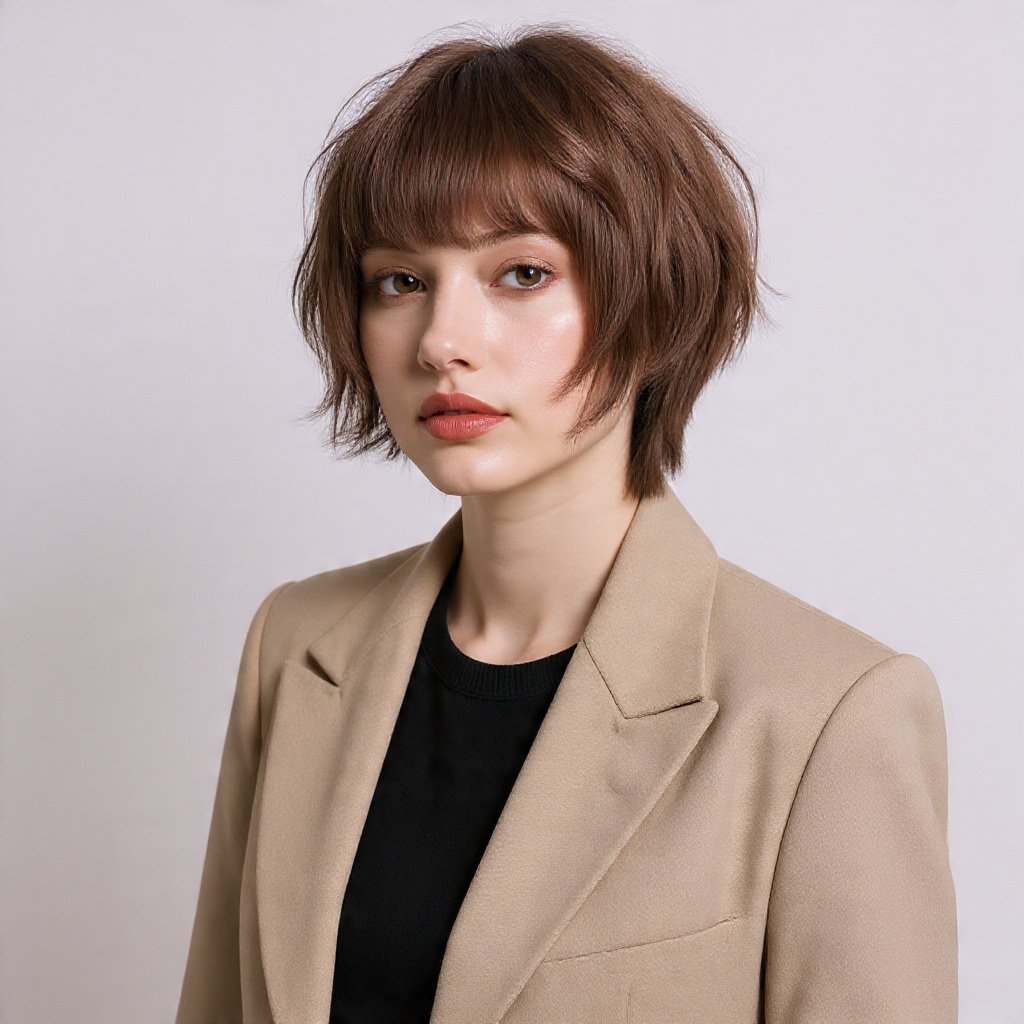 Choppy Bob With Bangs Blunt Fringe