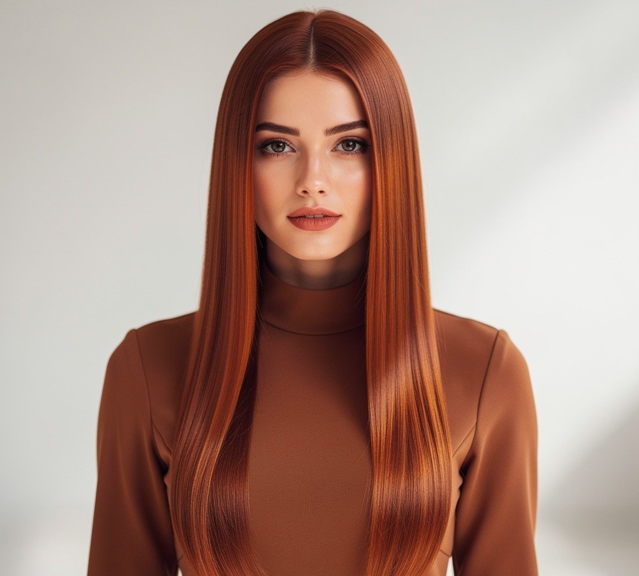 Cinnamon or Copper Color Hairstyle for Long Straight Hair
