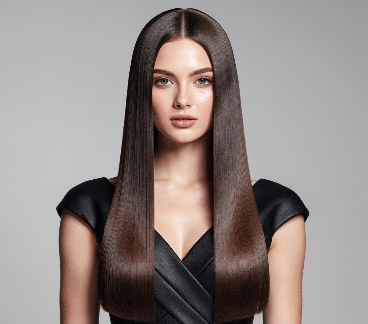 Classic Center Parted Long Straight Hair