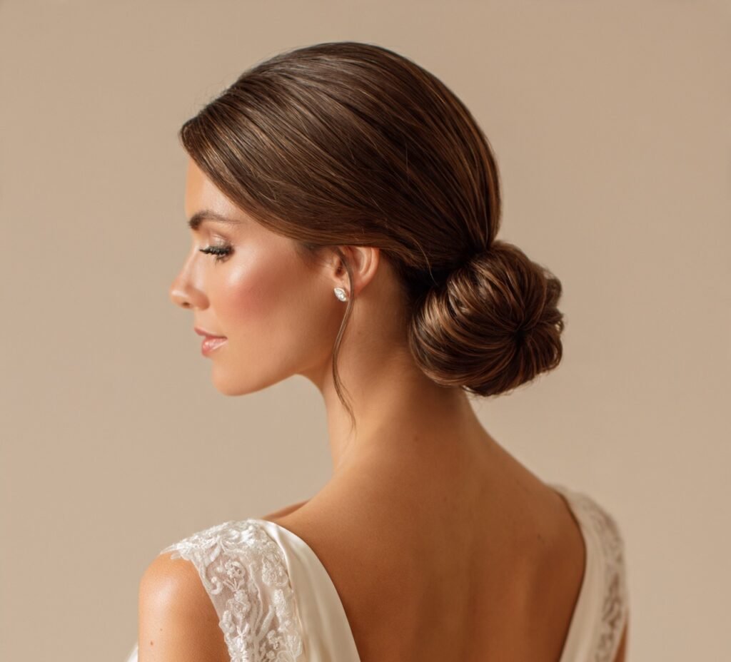 Classic Low Bun for medium hair cropped