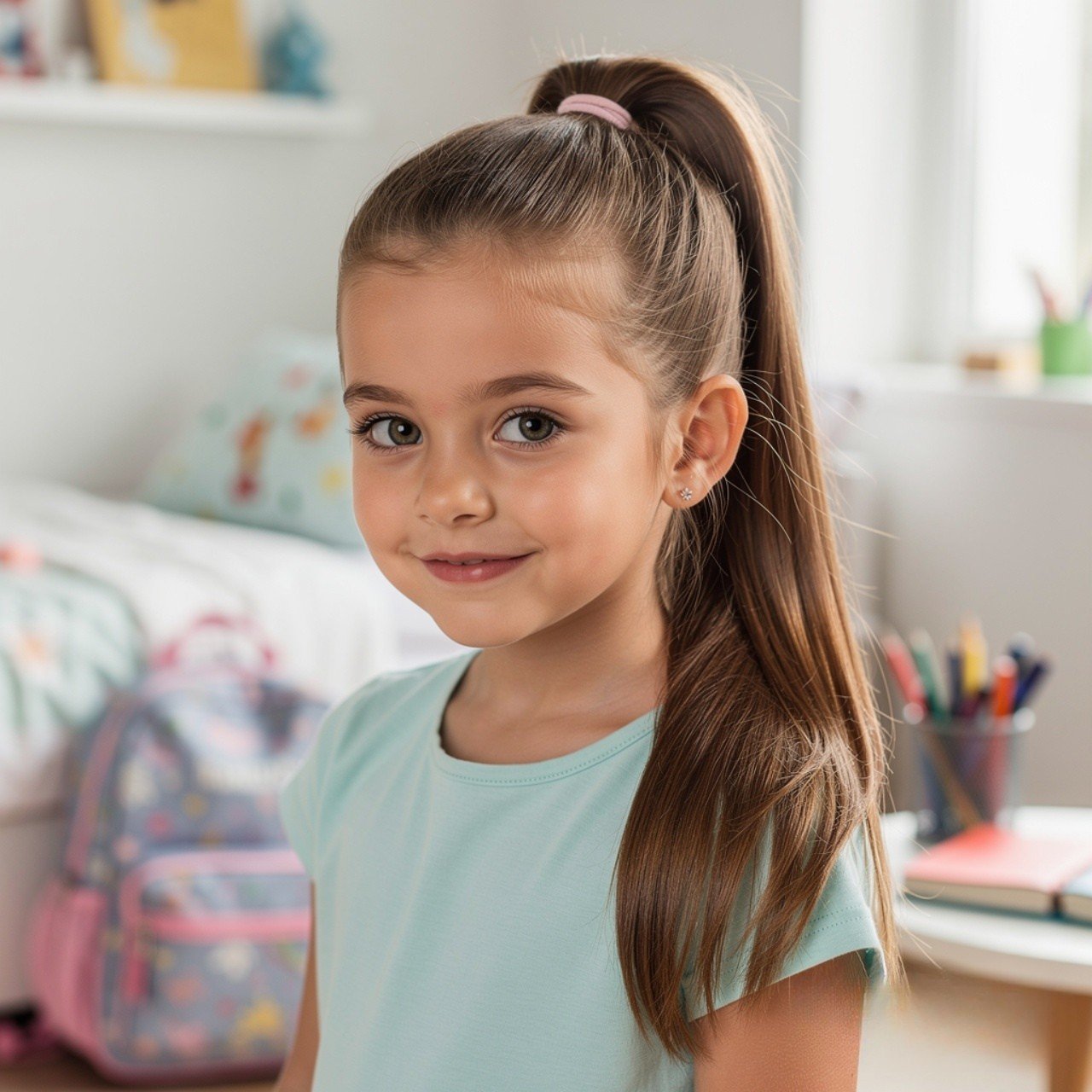 13 Trending Easy Kids Hairstyles for Cute Everyday Looks 2 Classic Ponytail Easy Kids Hairstyle