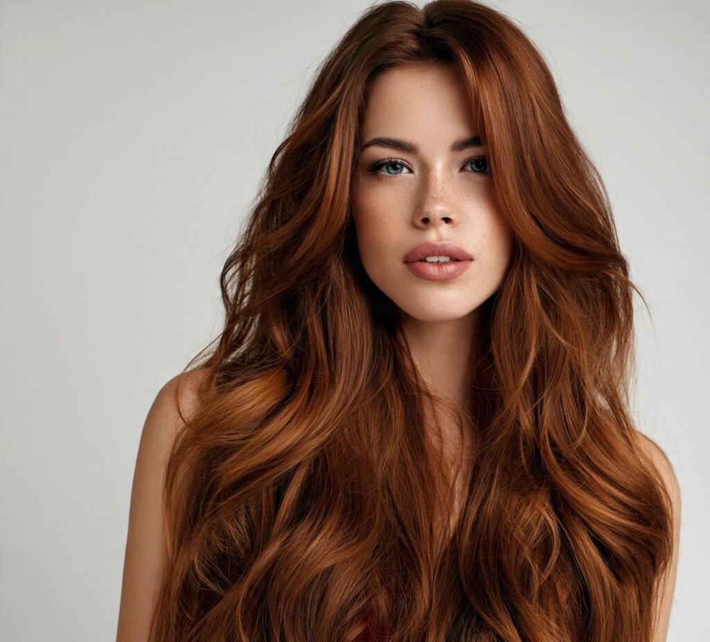 Copper and Auburn Long Hair Color