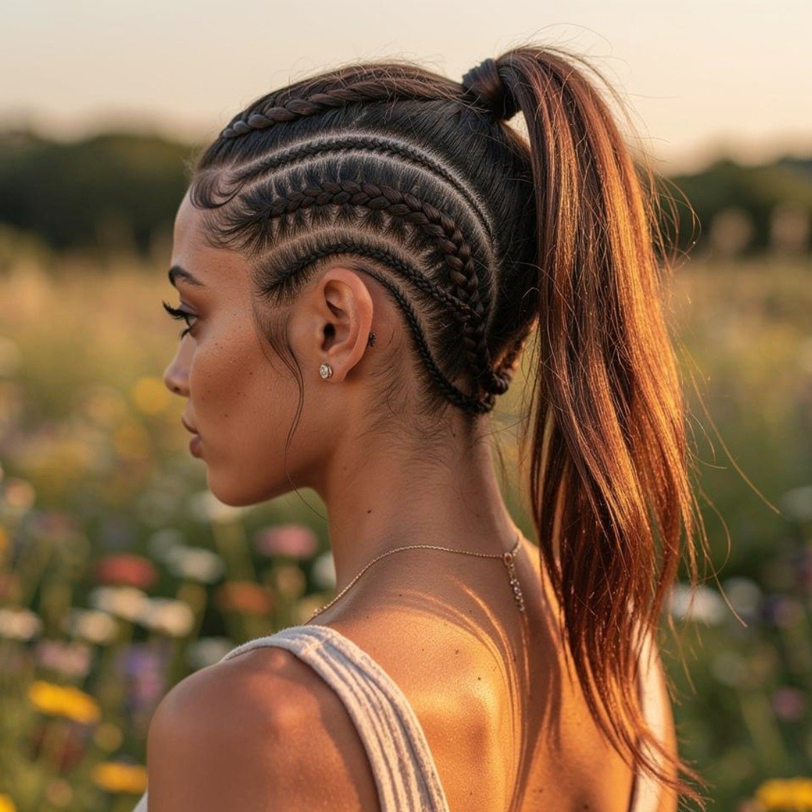 Braided Hairstyles Ponytail for a Stylish and Effortless Look 9 Cornrow Braided Ponytail 1