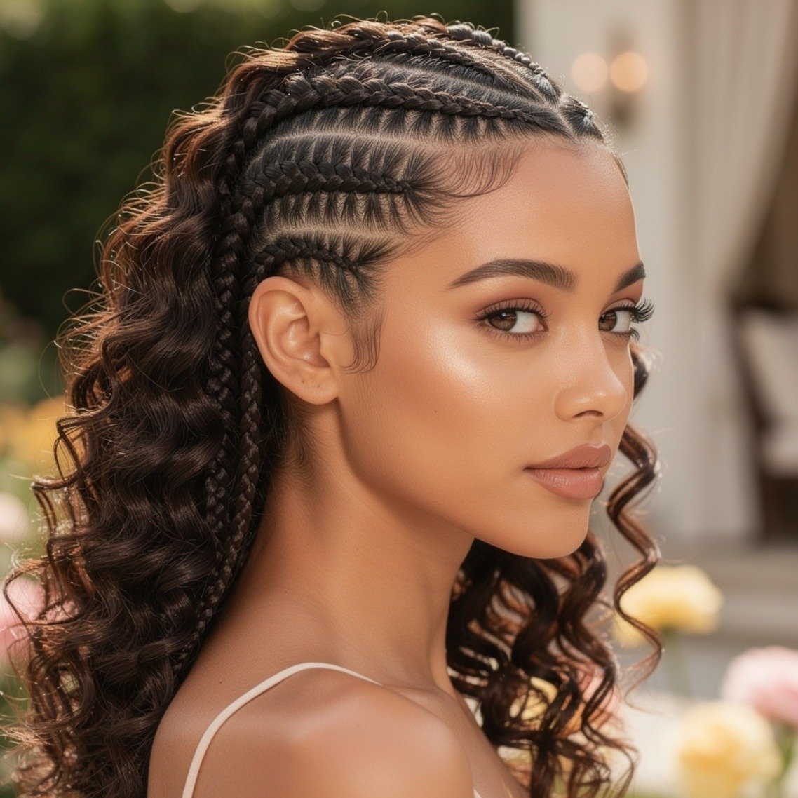 Cornrow Braids with Curly Ends