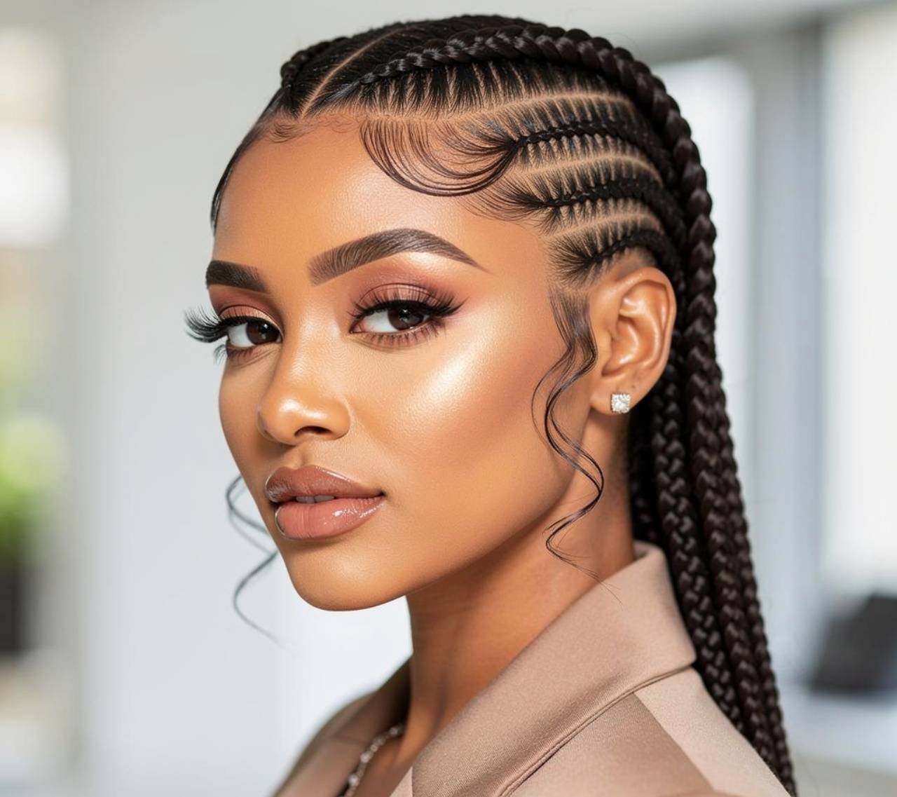 Cornrow quick weave hairstyle braids for square face