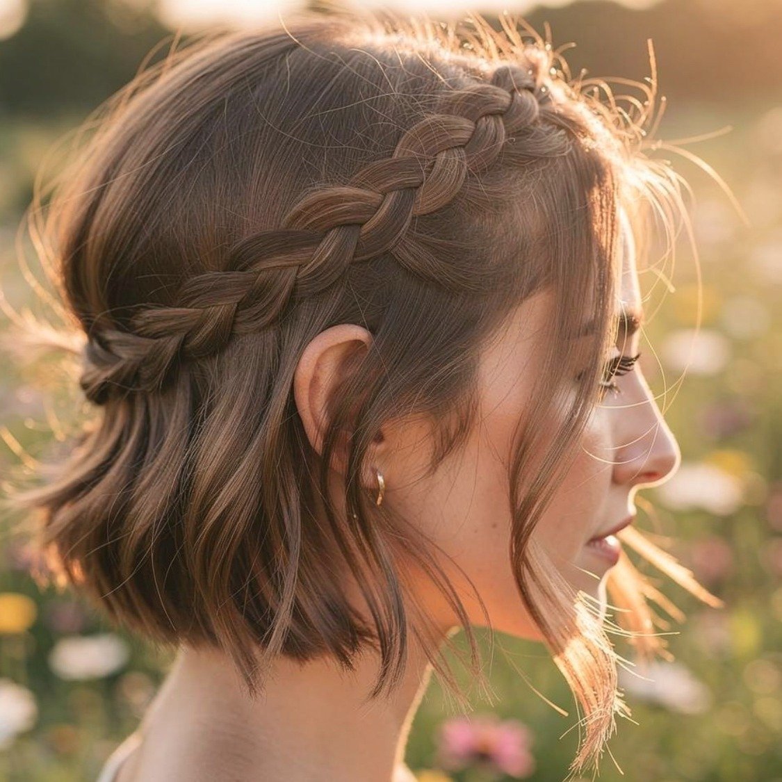 15 Braided Hairstyles Short Hair Lovers Will Want to Try 3 Crown Braid for Short Hair