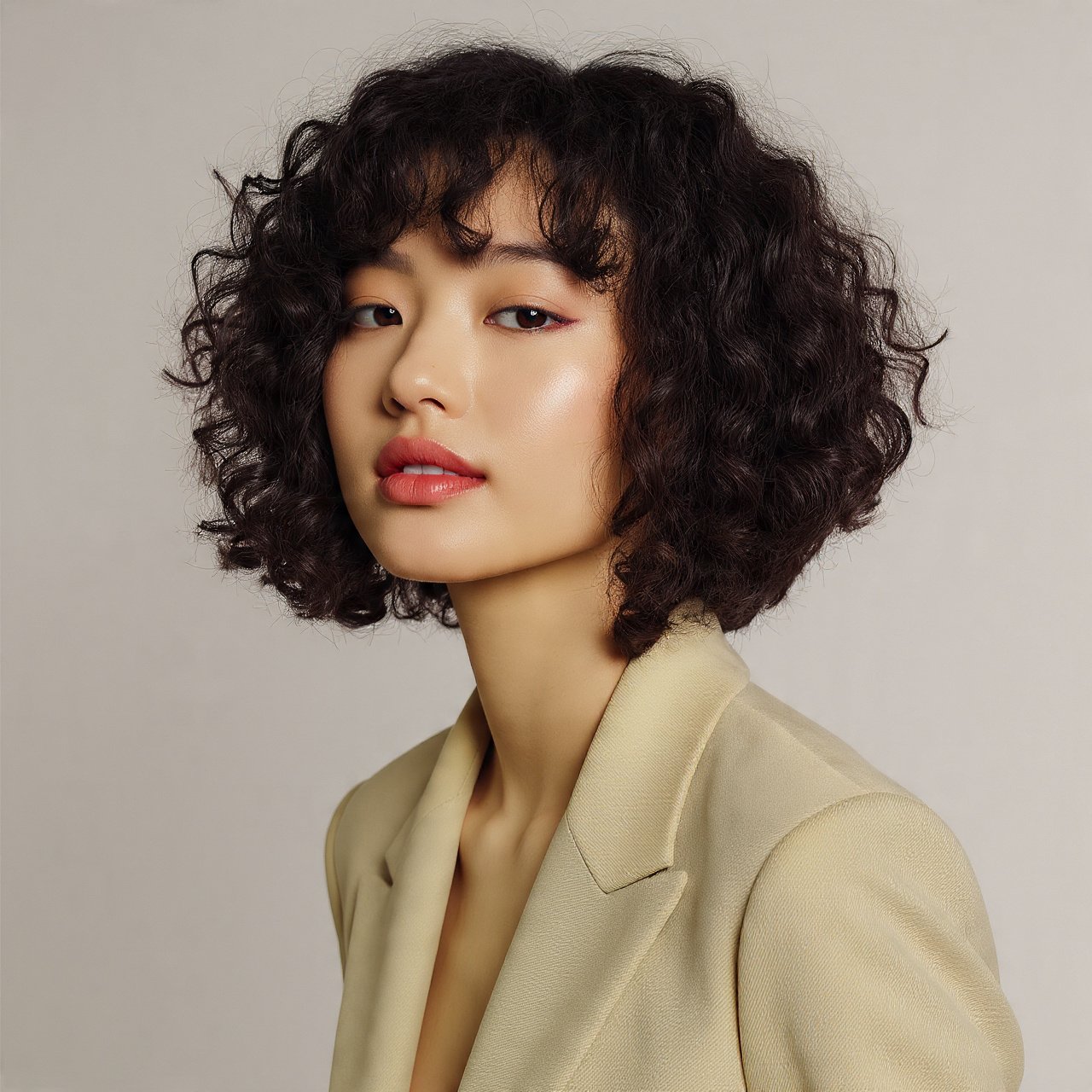 Curly Angled Bob