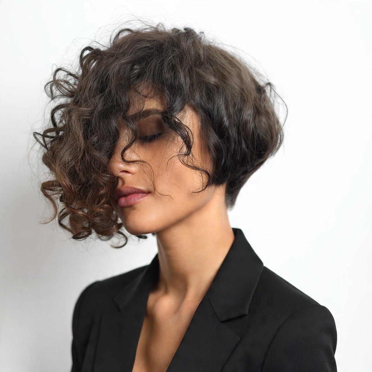 Curly Asymmetrical Bob