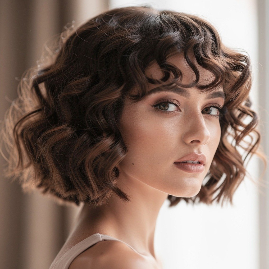 15 Trending Ideas Curly Hairstyles With Bangs That Actually Flatter Every Curl Type 6 Curly Bangs on a Bob