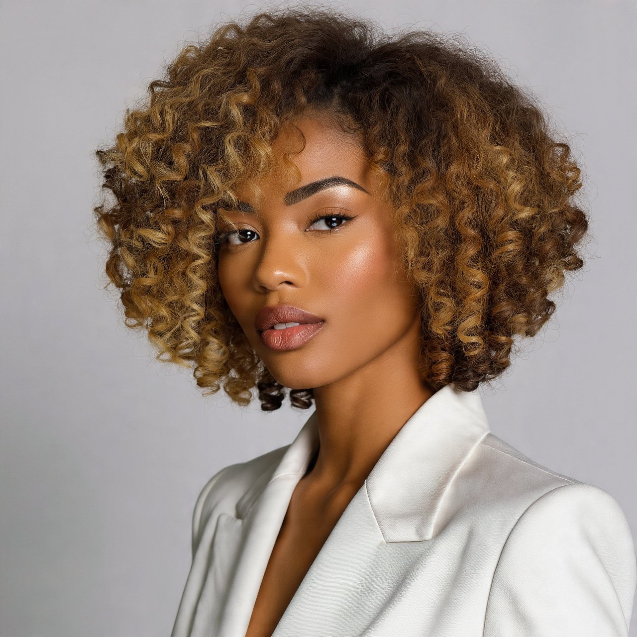 Curly Bob With Highlights 1