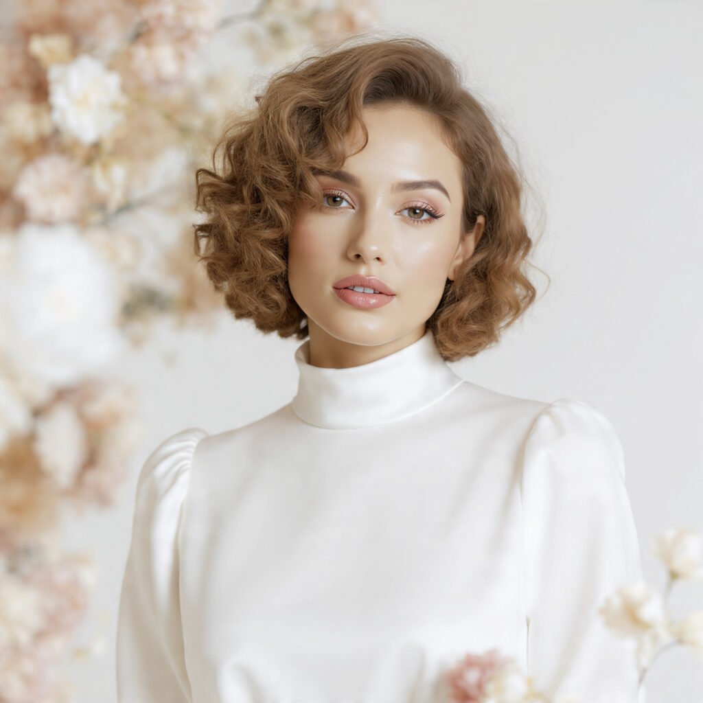 Curly Bob for Natural Texture Brides Hairstyle