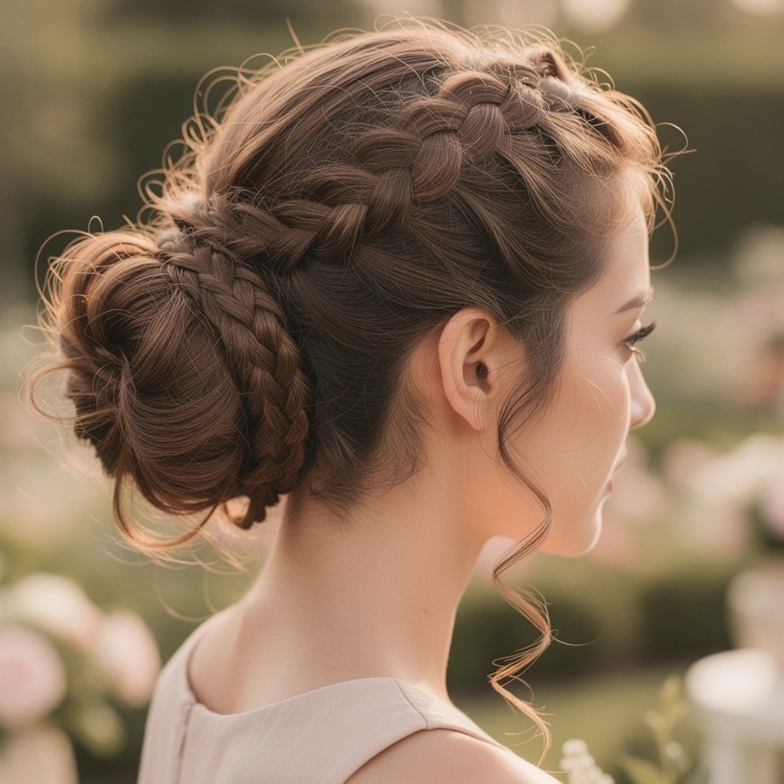 Curly Braided Low Bun