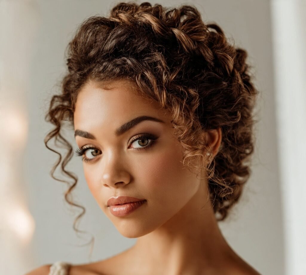 12 Trending Curly Wedding Hairstyles Every Bride Should Definitely Try 6 Curly Braided Updo cropped
