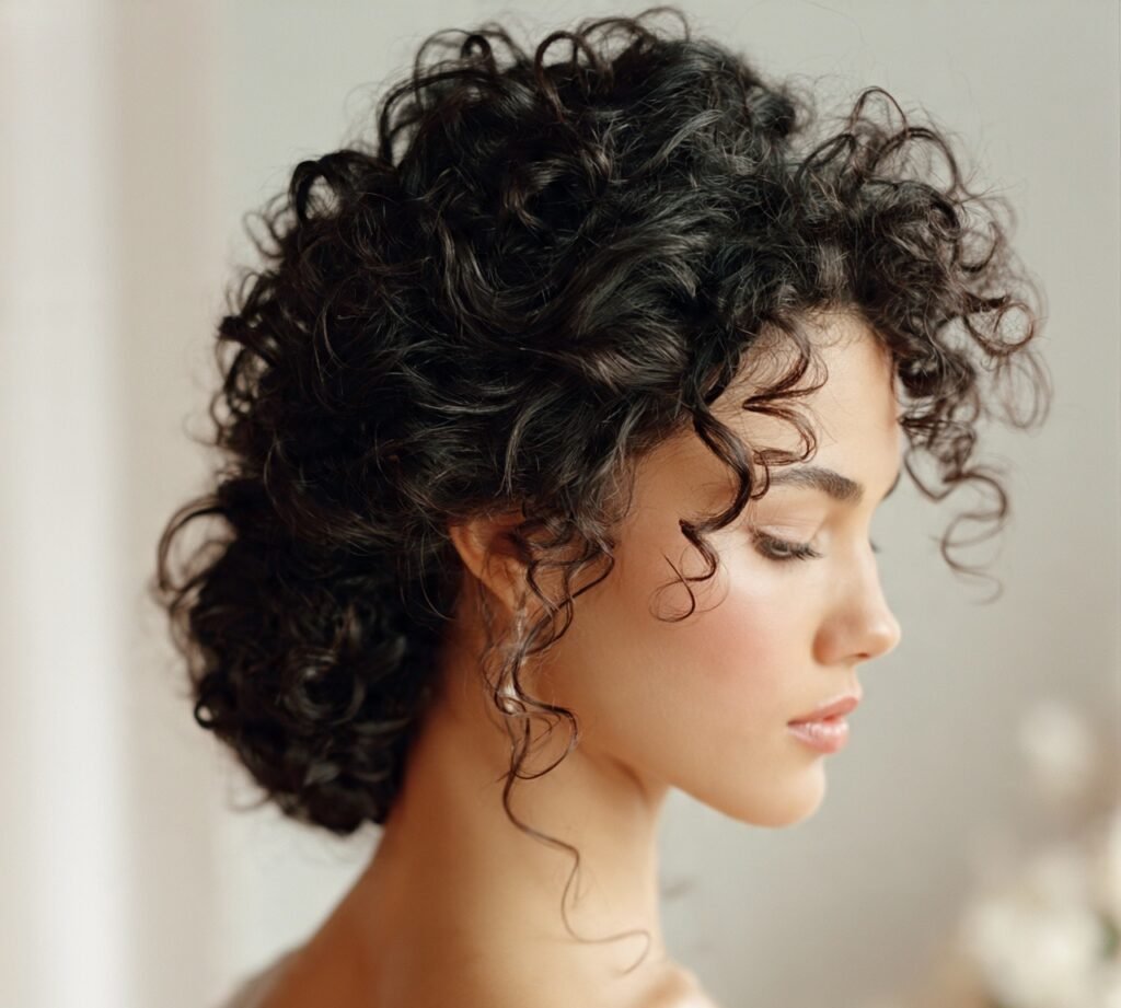 12 Trending Curly Wedding Hairstyles Every Bride Should Definitely Try 11 Curly Chignon with Texture cropped
