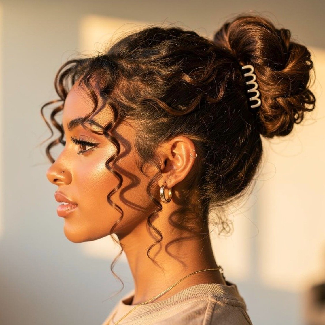 15 Trending Simple Curly Hairstyles That Are Easy and Beautiful 12 Curly Claw Clip Twist