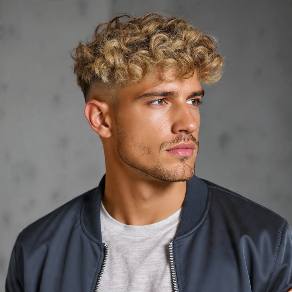 Curly Hair with Highlights For Men
