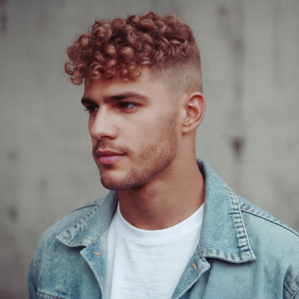Curly Hair with Mid Fade For Men