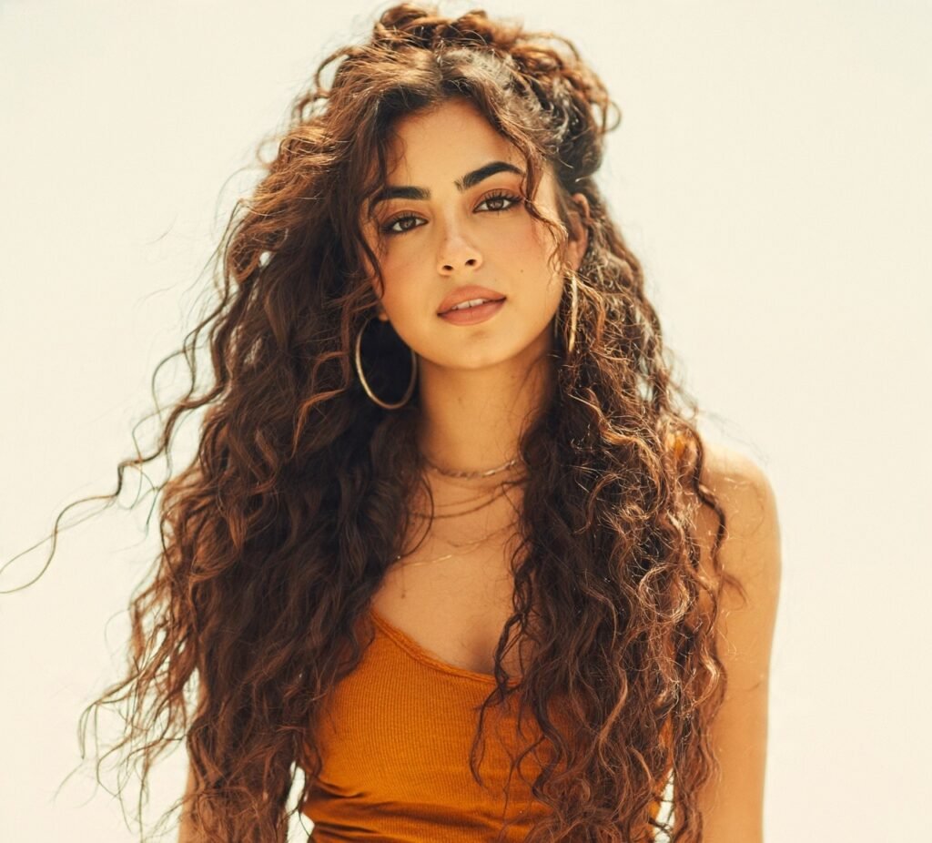 13 Trending Chic Long Curly Hairstyles for Maximum Bounce and Definition 10 Curly Half Up Half Down Style cropped